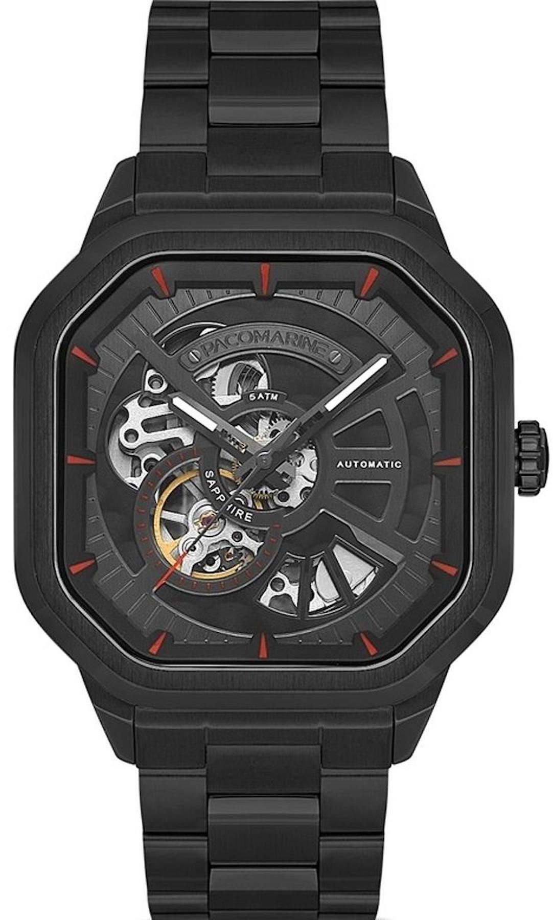 Pacomarine PM.22155.05 41-45 mm Siyah Çelik Kordon Analog Erkek Kol Saati