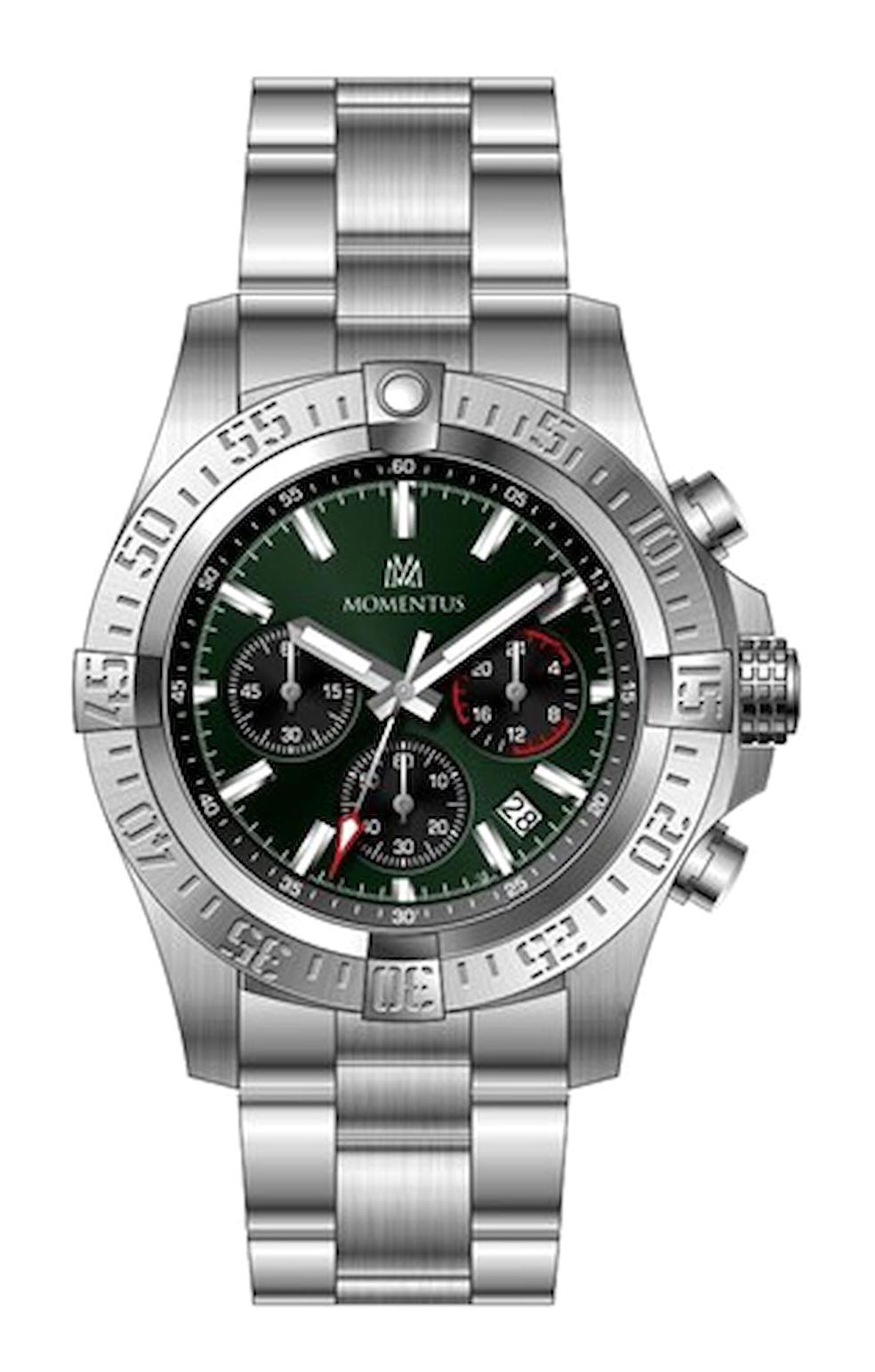 Momentus SM365S-15SS Takvimli 44 mm Çelik Kordon Analog Erkek Kol Saati