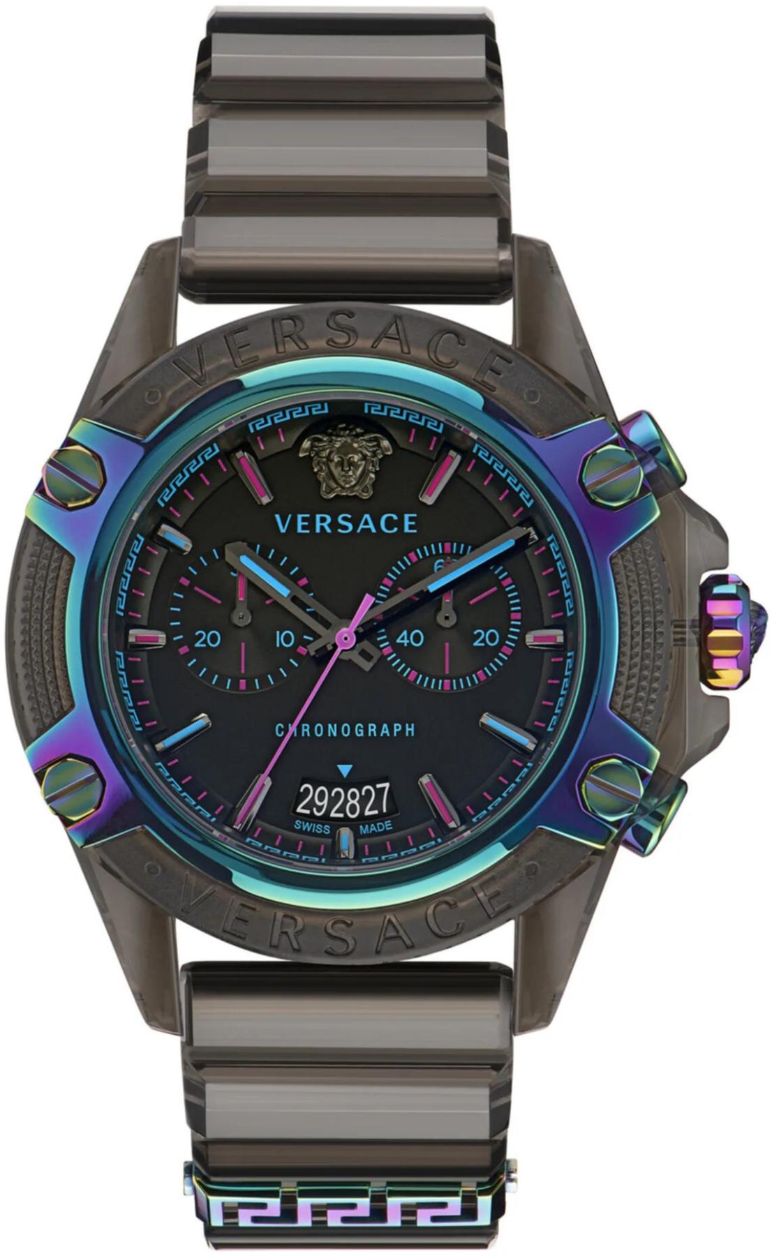 Versace VRSCVEZ701022 Takvimli 44 mm Siyah Polikarbon Kordon Analog Erkek Kol Saati