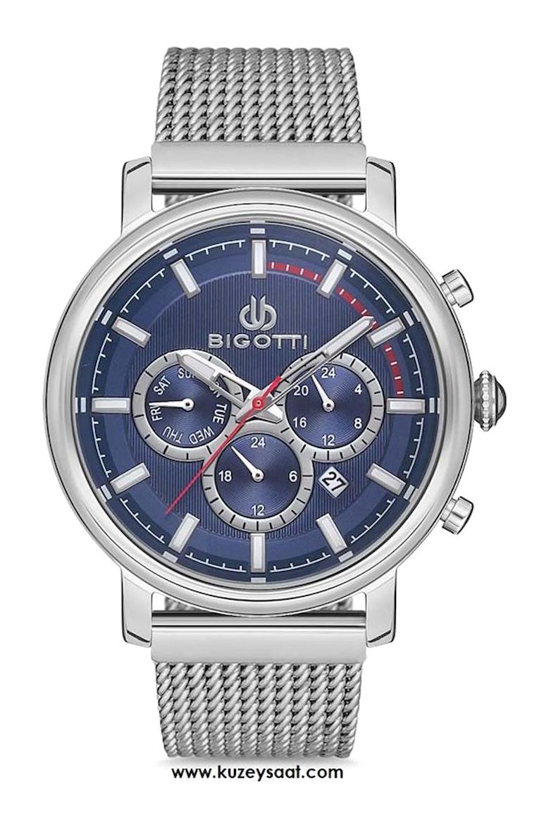Bigotti BG.1.10140.2 Takvimli 44 mm Çelik-Hasır Kordon Analog Erkek Kol Saati