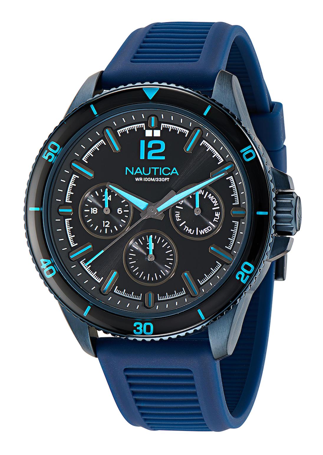 Nautica NAPWRS401 Takvimli 46 mm Siyah Silikon Kordon Analog Erkek Kol Saati