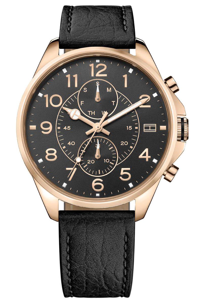 Tommy Hilfiger TH1791273 Takvimli 44 mm Siyah Deri Kordon Analog Erkek Kol Saati