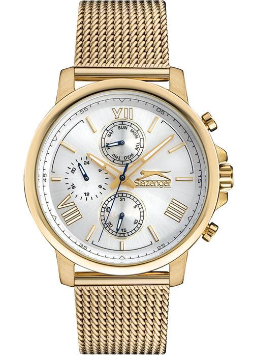 Slazenger SL.09.1859.2.03 Takvimli 44 mm Altın Çelik Kordon Analog Erkek Kol Saati