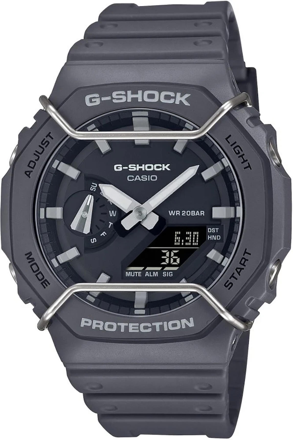 Casio GA-2100PTS-8A Takvimli 45 mm Siyah Silikon Kordon Analog Kol Saati