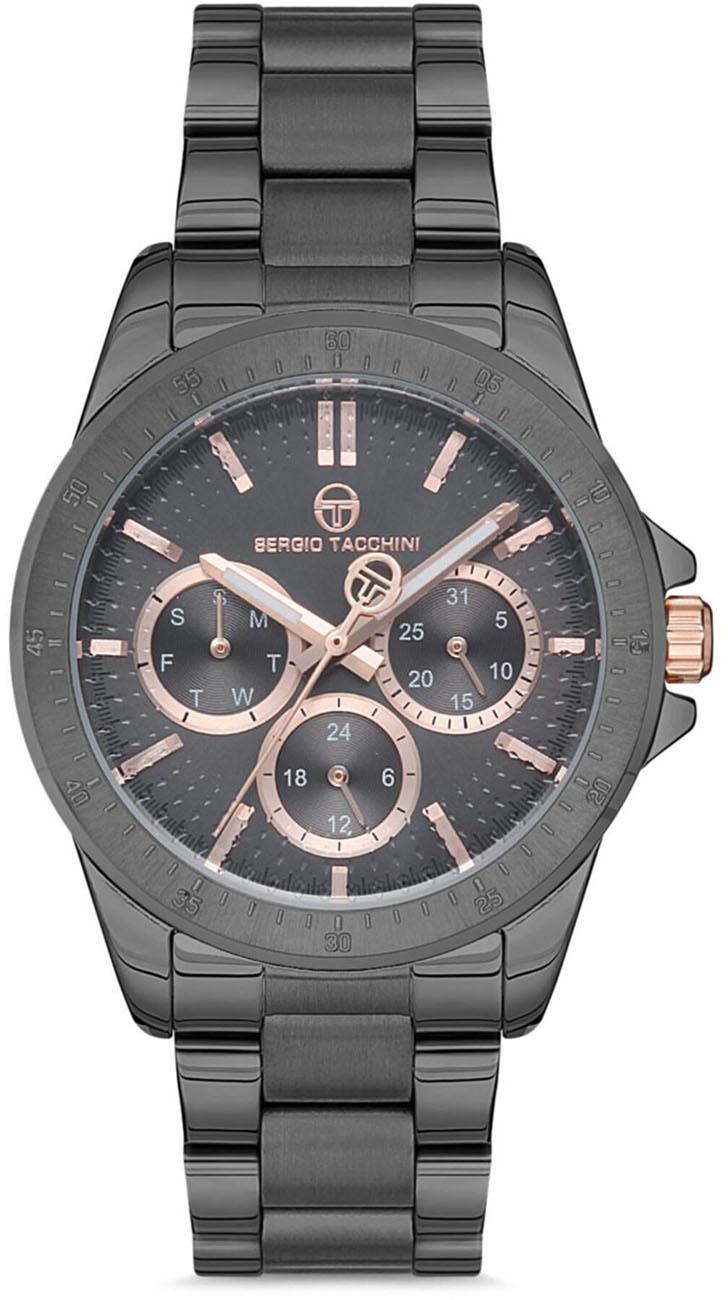 Sergio Tacchini ST.1.10086.3 Pusulalı Takvimli 42 mm Antrasit Çelik Kordon Analog Kol Saati