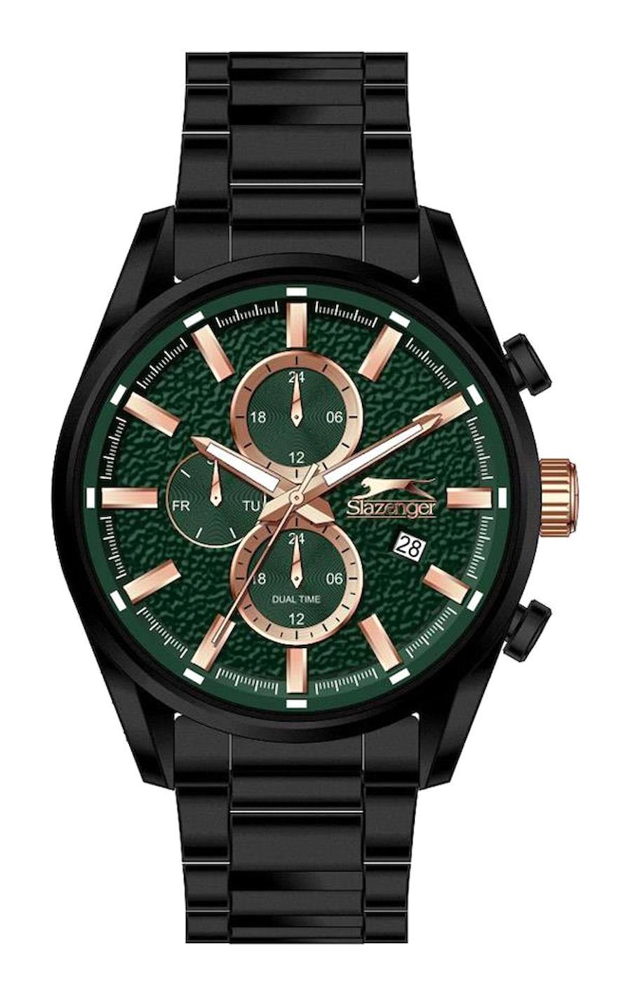 Slazenger SL.09.2059.2.06 Takvimli 44 mm Siyah Çelik Kordon Analog Erkek Kol Saati