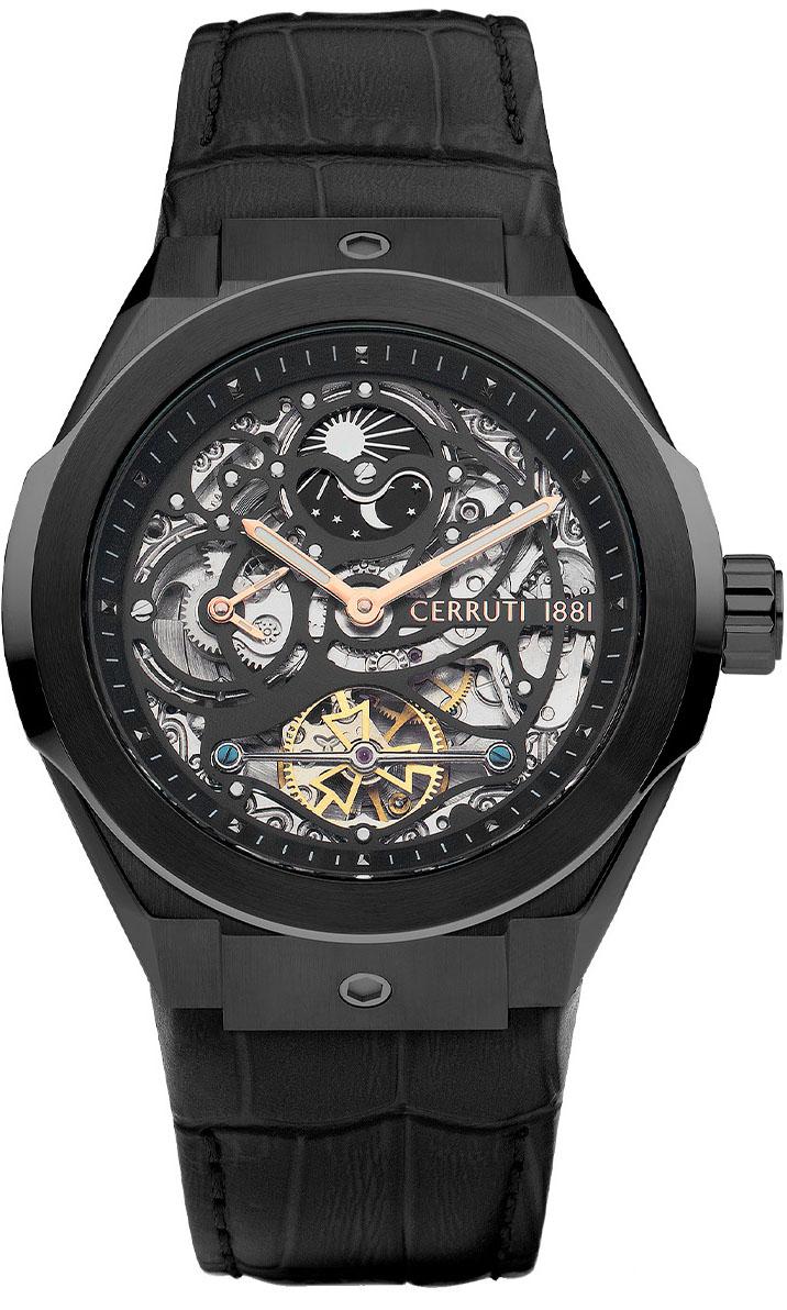 Cerruti 1881 CIWGE2207203 44 mm Si̇yah Deri Kordon Analog Erkek Kol Saati