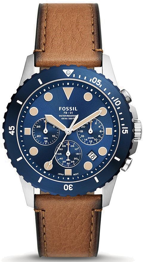 Fossil FFS5914 Takvimli 42 mm Kahverengi Deri Kordon Analog Erkek Kol Saati