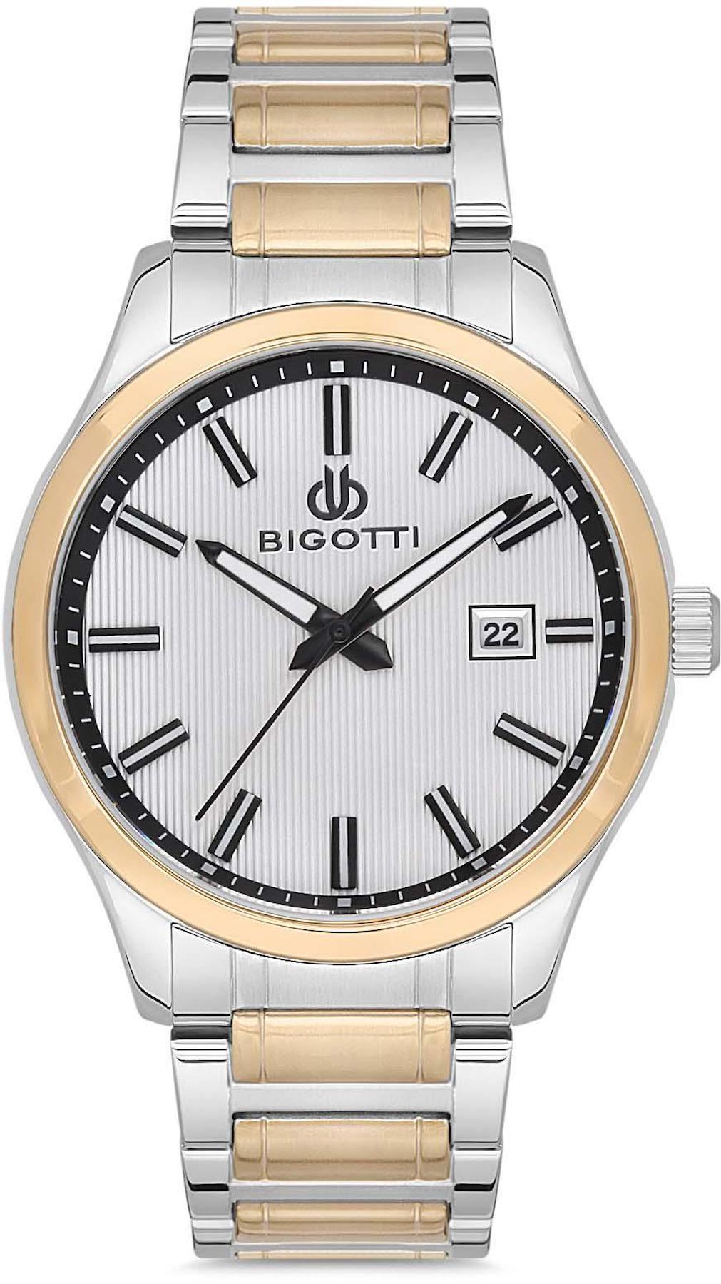 Bigotti BG.1.10167.6 Takvimli 44 mm Altın-Çelik Kordon Analog Erkek Kol Saati
