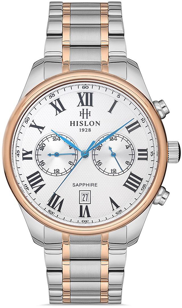 Hislon DT113T-02SR Pusulalı Takvimli 44 mm Çelik Kordon Analog Erkek Kol Saati