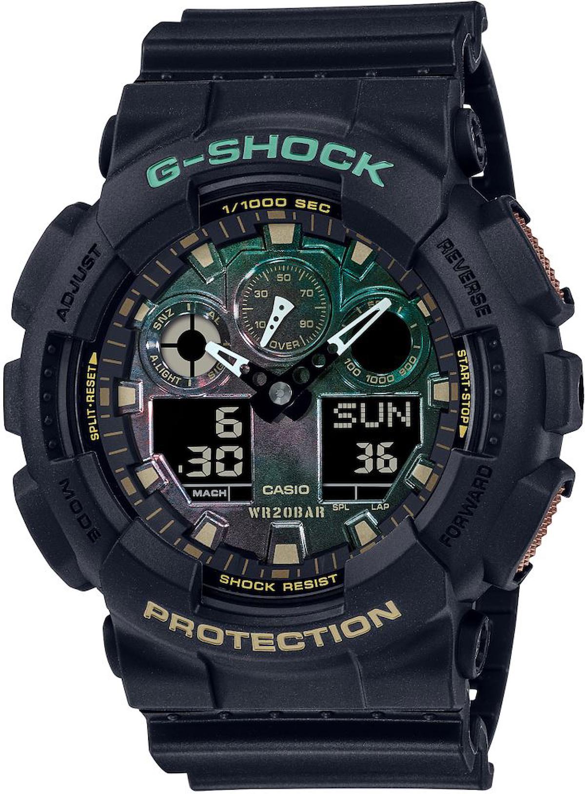 Casio GA-100RC-1ADR Takvimli 51.2 mm Siyah Silikon Kordon Analog Erkek Kol Saati