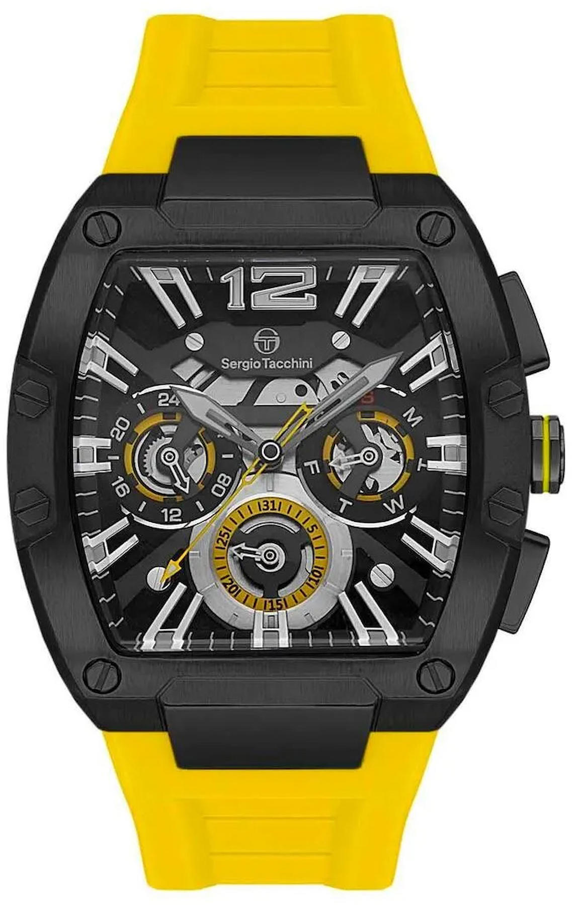 Sergio Tacchini ST.3.10003.4 Takvimli 40 mm Sarı Silikon Kordon Analog Kol Saati