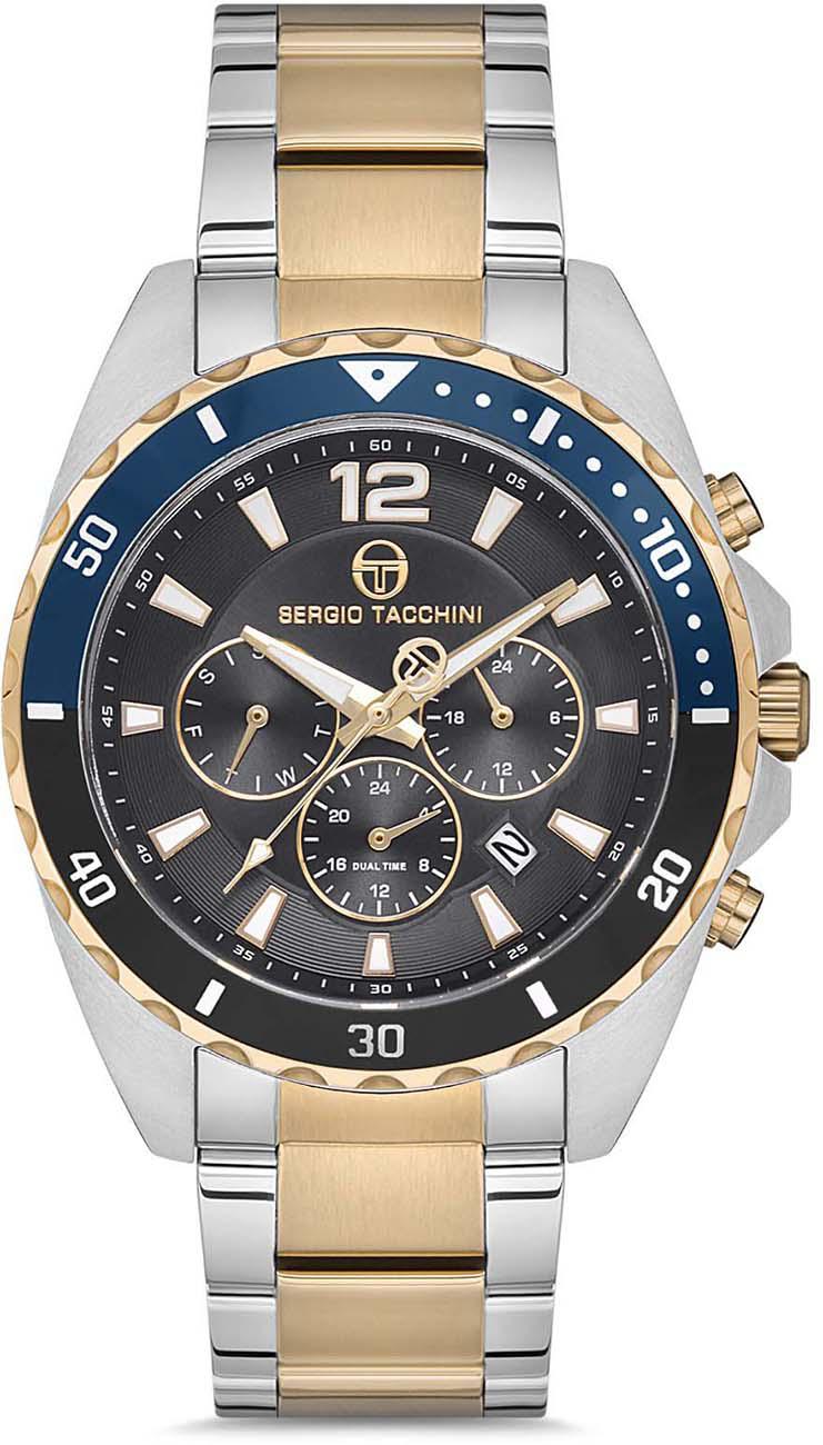 Sergio Tacchini ST.1.10112.6 Takvimli 43 mm Altın-Çelik Kordon Analog Kol Saati