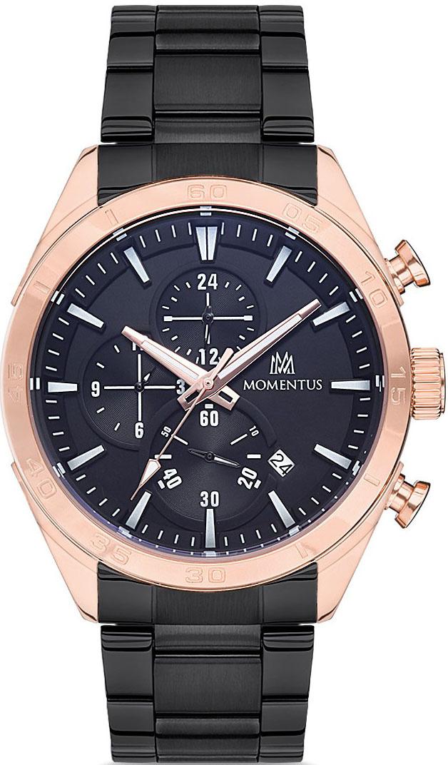 Momentus SC241R-04SR Takvimli 44 mm Siyah Çelik Kordon Analog Kol Saati