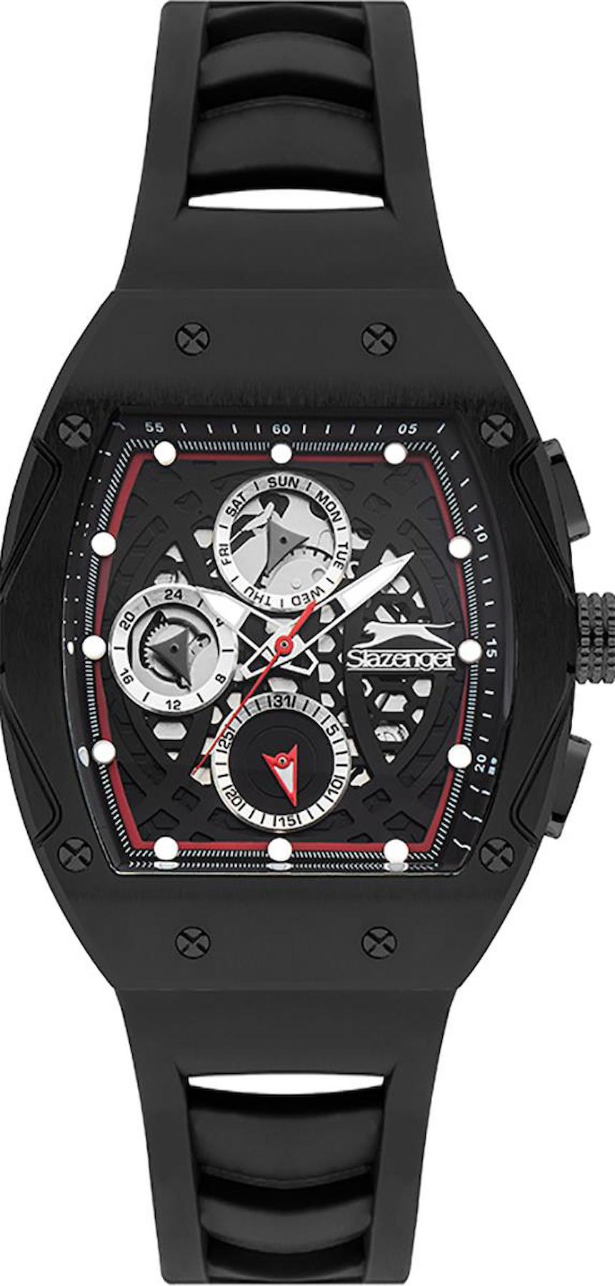 Slazenger SL.09.2257.2.01 Takvimli 44 mm Siyah Silikon Kordon Analog Erkek Kol Saati