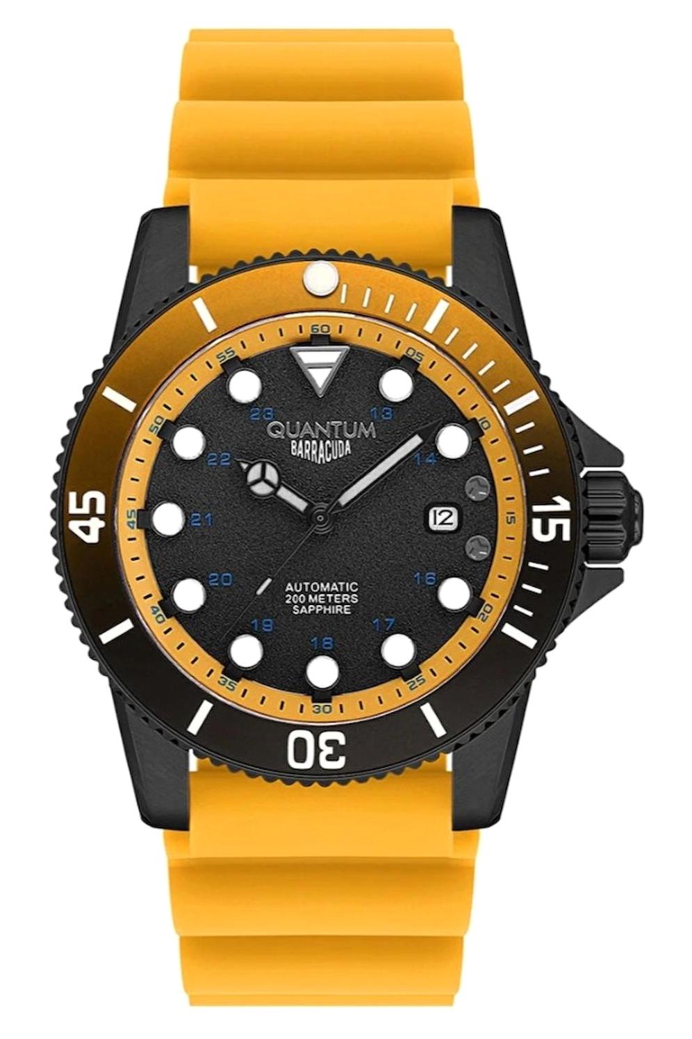 Quantum BAR1115.652 Takvimli 45 mm Sarı Silikon Kordon Analog Erkek Kol Saati