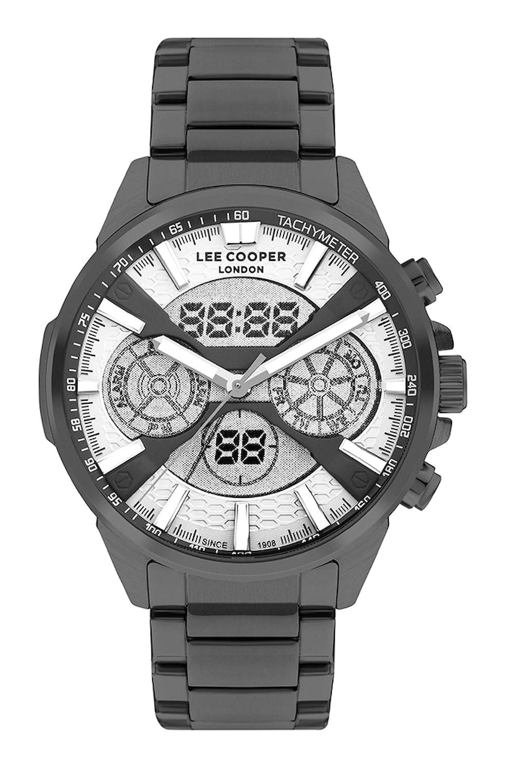 Lee Cooper LC07878.060 Takvimli Antrasit Çelik Kordon Analog Erkek Kol Saati