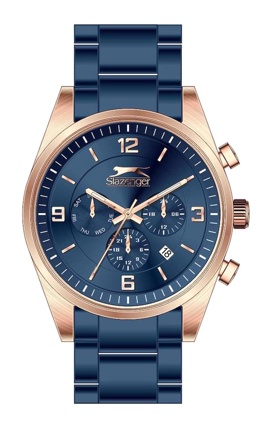 Slazenger SL.09.2161.2.02 Takvimli 45 mm Lacivert Çelik Kordon Analog Erkek Kol Saati