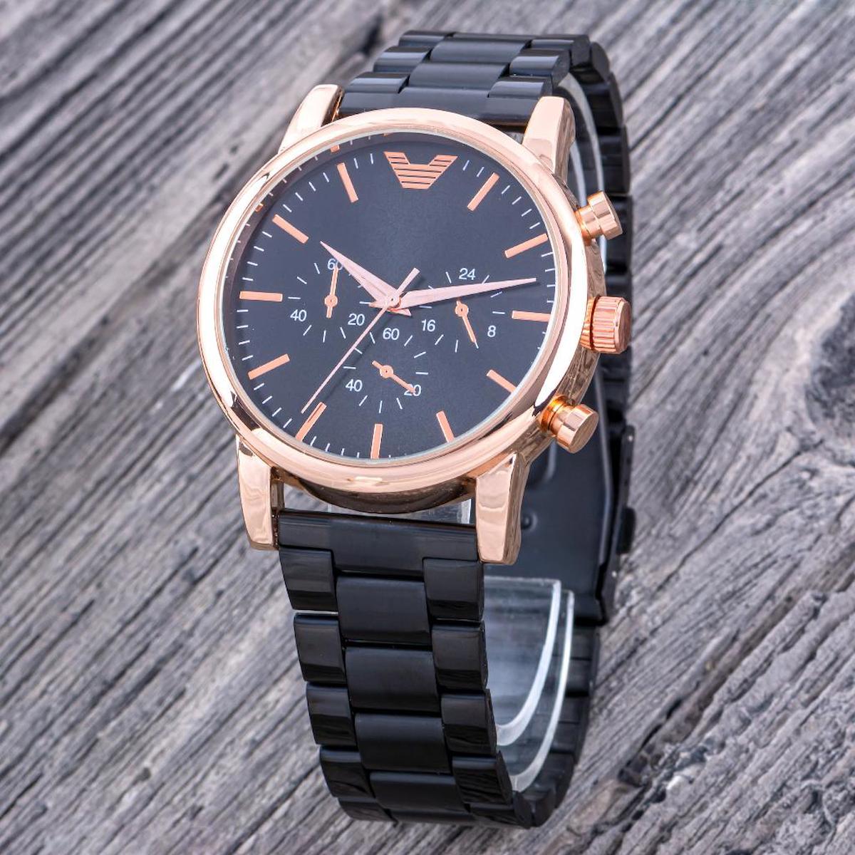 Saattino ST-304299 Takvimli Siyah Çelik Kordon Analog Erkek Kol Saati