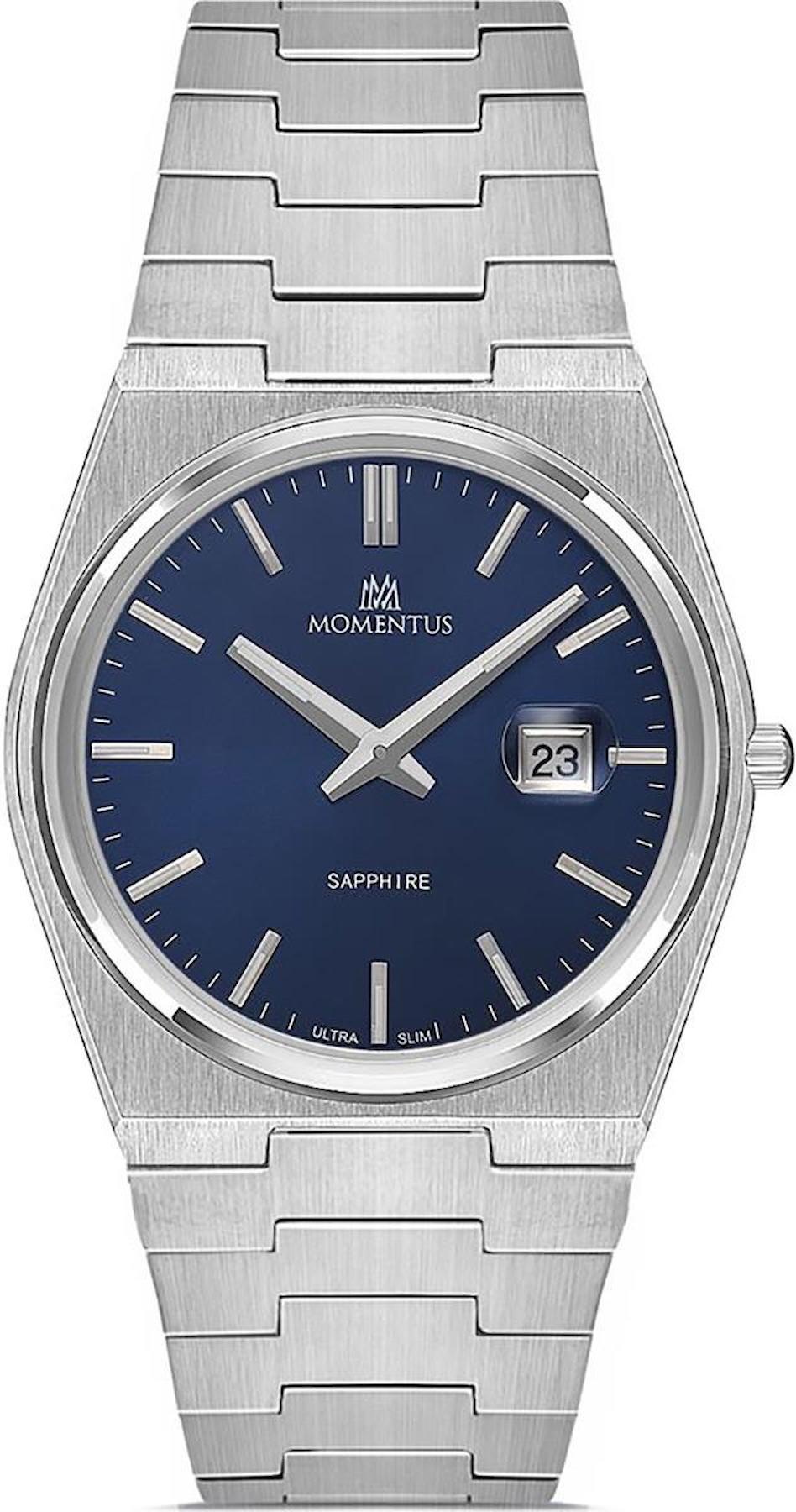 Momentus EM345S-21SS Takvimli 44 mm Çelik Kordon Analog Erkek Kol Saati