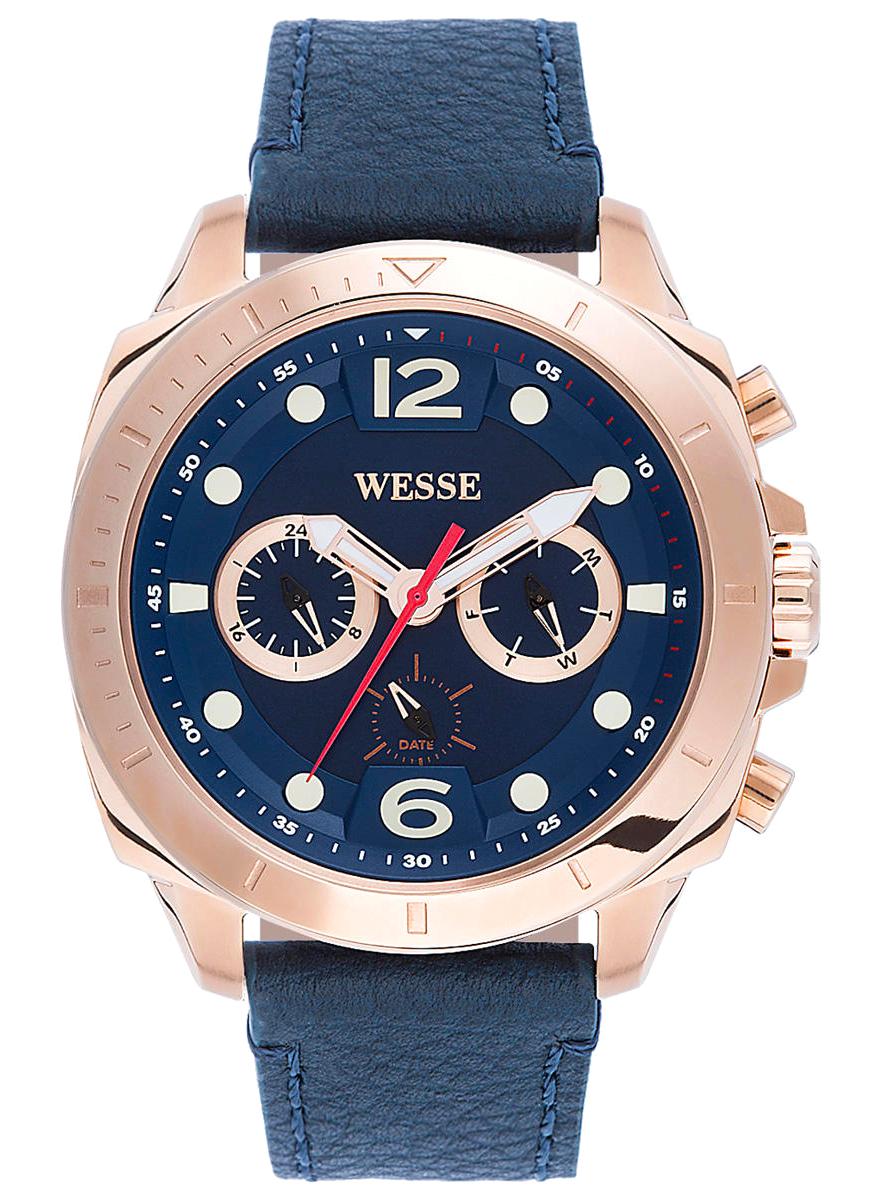 Wesse WWG400302L Pusulalı Takvimli 46 mm Lacivert Deri Kordon Analog Erkek Kol Saati
