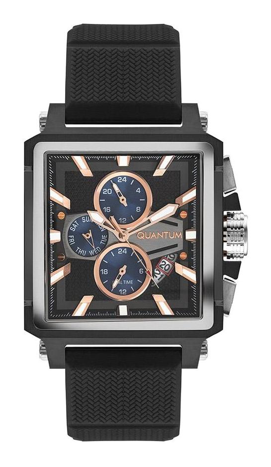 Quantum HNG969.650 Takvimli 44 mm Siyah Silikon Kordon Analog Erkek Kol Saati