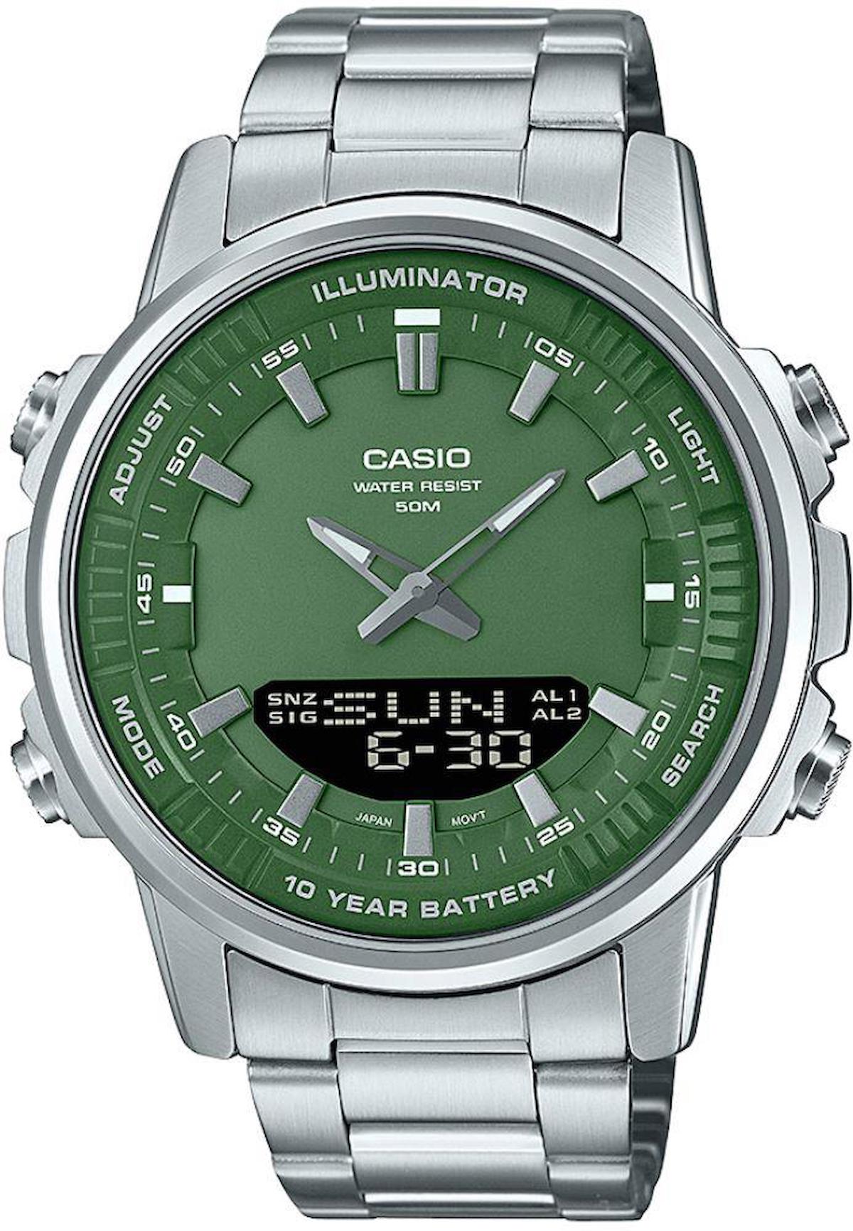 Casio AMW-880D-3AVDF Takvimli 47 mm Çelik Kordon Analog Kol Saati