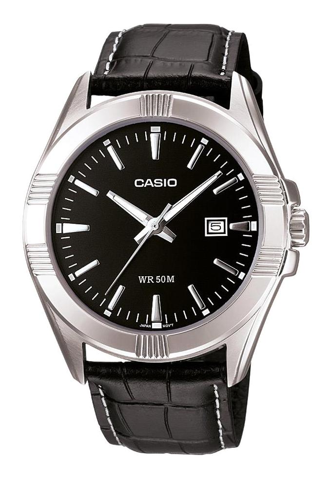 Casio MTP-1308L-1AVDF Takvimli Siyah Deri Kordon Analog Kol Saati