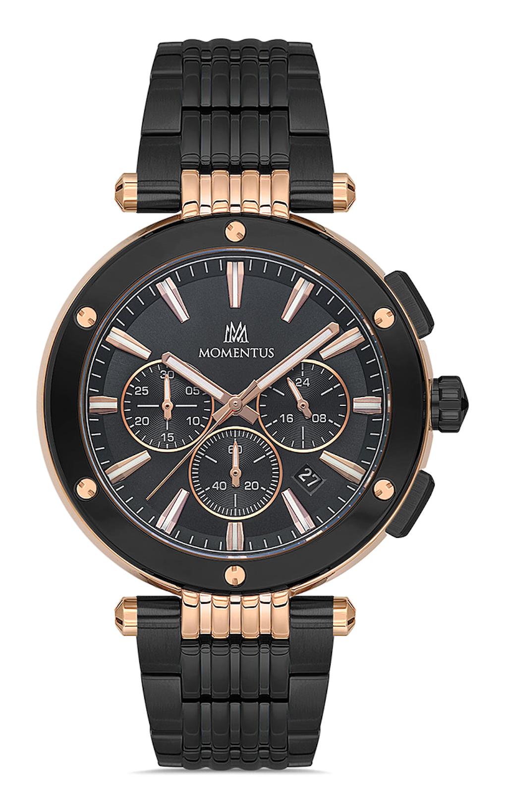 Momentus TM263T-04SR Takvimli 44 mm Siyah Çelik Kordon Analog Erkek Kol Saati