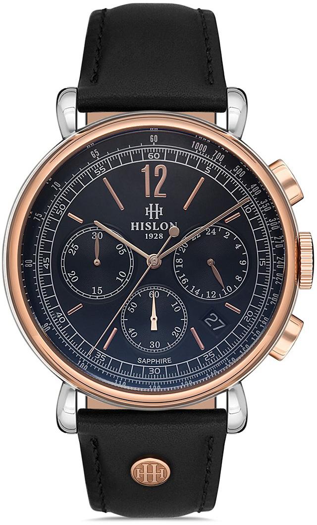 Hislon MS100T-04BR Pusulalı Takvimli Siyah Deri Kordon Analog Erkek Kol Saati