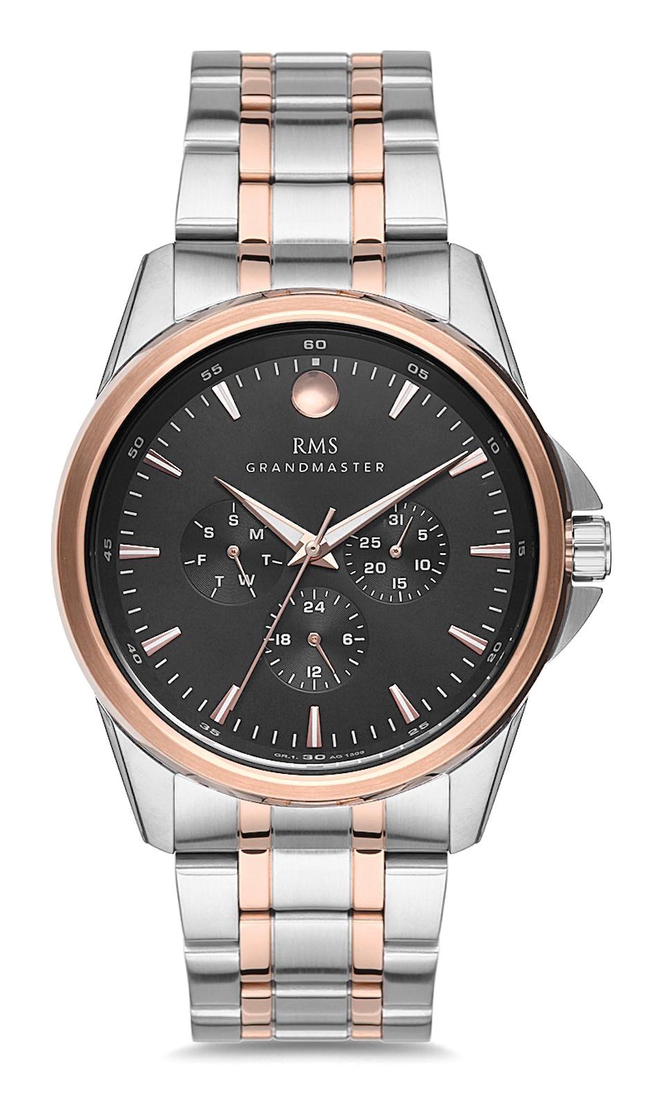 Romanson GR.1.AG1309.08 Takvimli 44 mm Gri-Rose Gold Çelik Kordon Analog Erkek Kol Saati