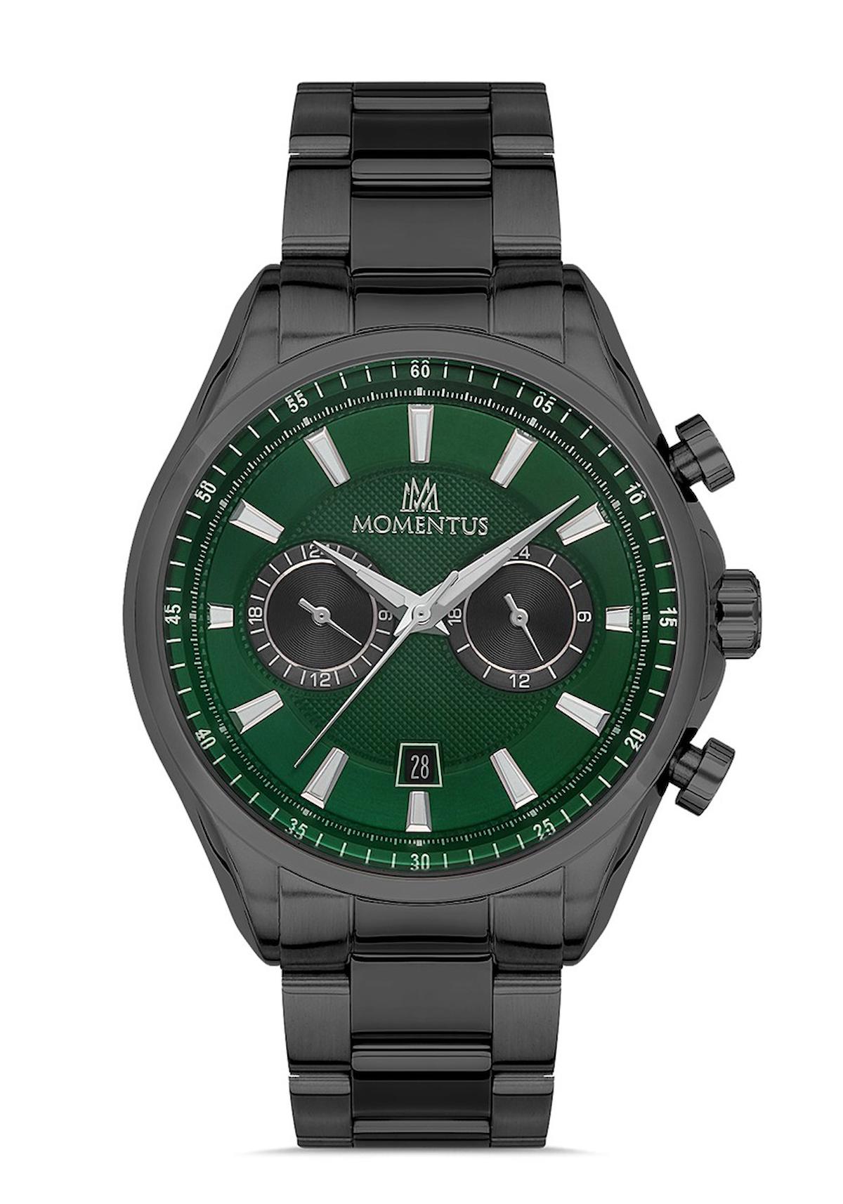 Momentus CC102N-15SN Takvimli 43 mm Siyah Çelik Kordon Analog Erkek Kol Saati