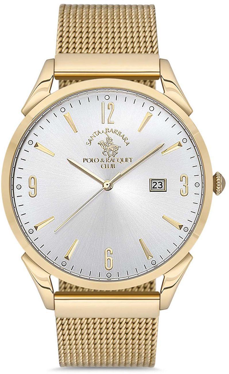 Santa Barbara Polo & Racquet Club SB.1.10167.4 Takvimli 43 mm Altın Çelik Kordon Analog Kol Saati