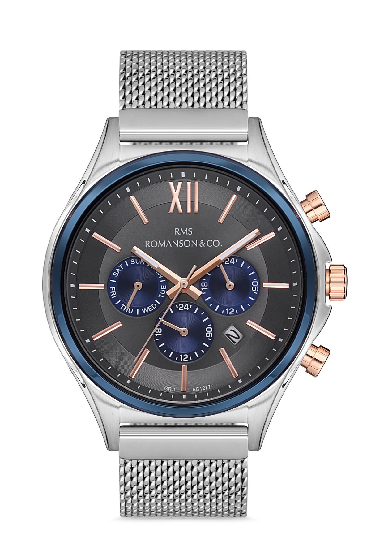 Romanson GR.1.AG1277.10 Takvimli 42 mm Metal Kordon Analog Erkek Kol Saati