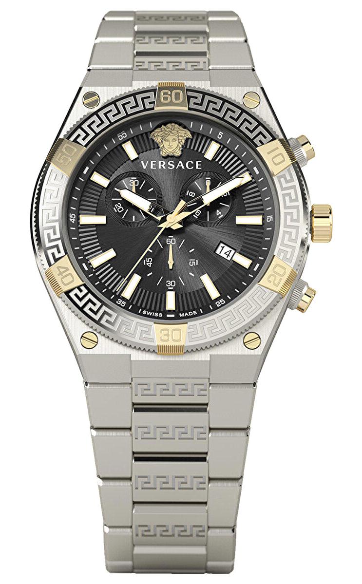 Versace VRSCVESO01123 Takvimli 46 mm Çelik Kordon Analog Erkek Kol Saati