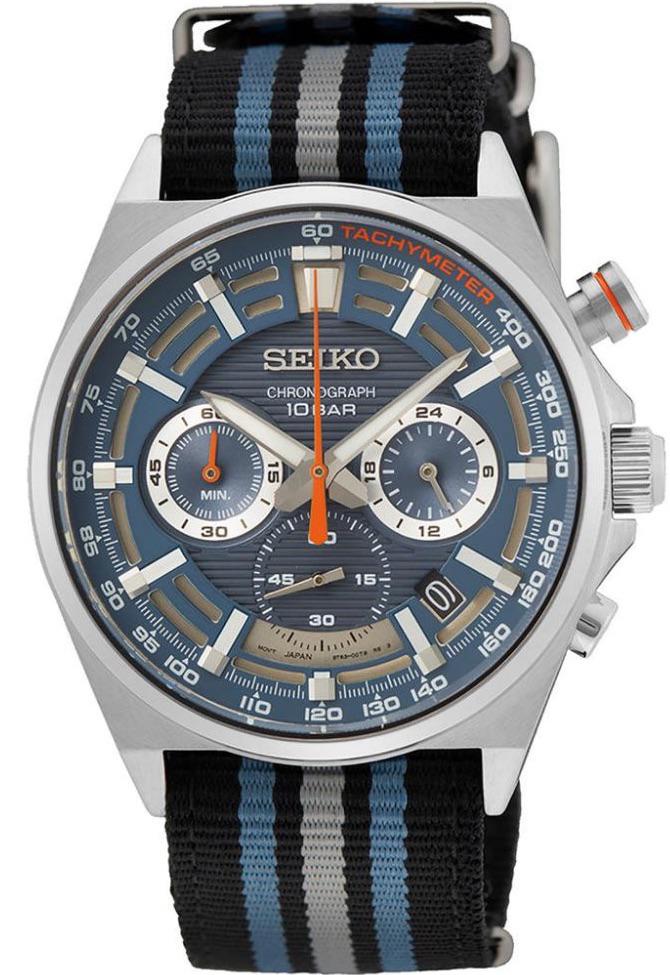 Seiko SSB409P Takvimli 41 mm Mavi-Siyah Kanvas Kordon Analog Erkek Kol Saati