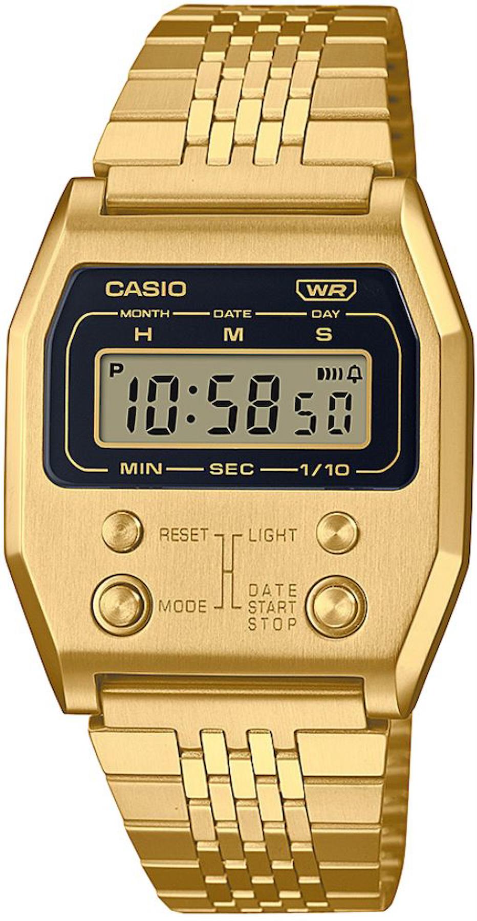 Casio A1100G-5DF Takvimli 35 mm Altın Çelik Kordon Dijital Kol Saati