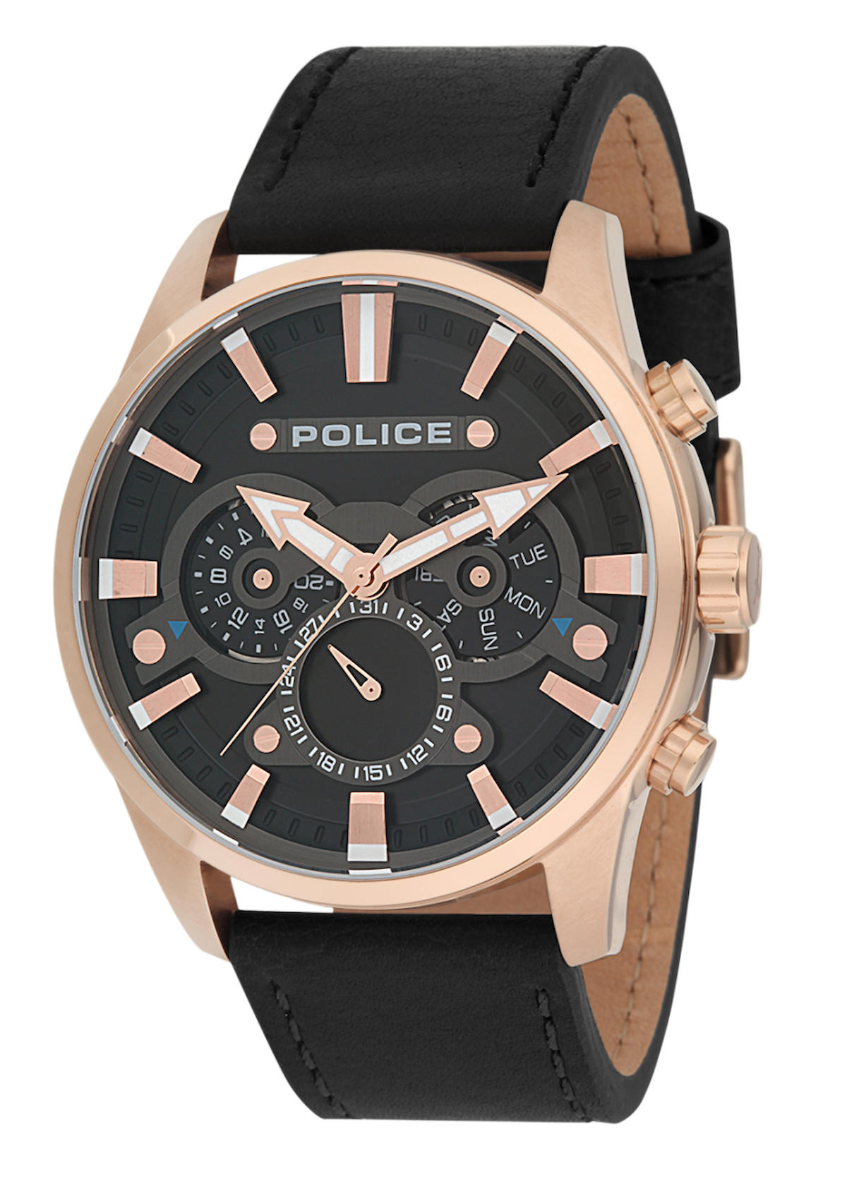 Police PL.14834JSR-02 Takvimli Siyah Deri Kordon Analog Erkek Kol Saati