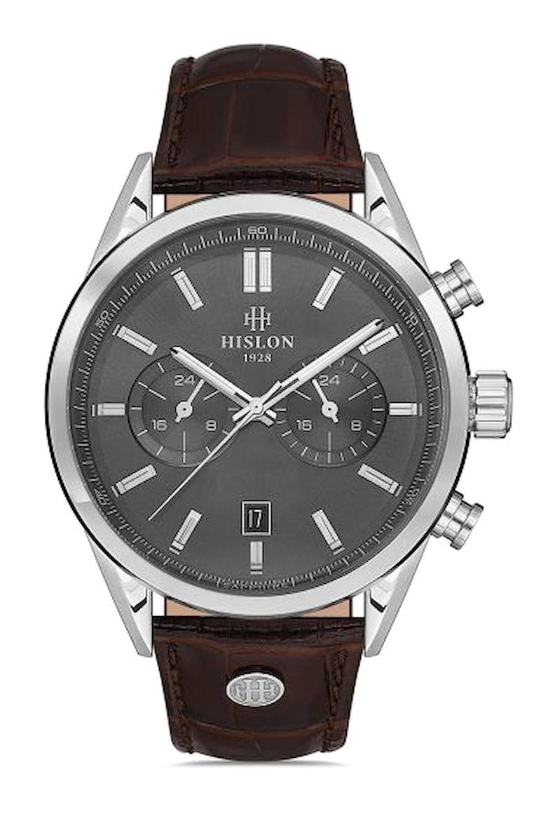 Hislon DT114S-05KS Pusulalı Takvimli 45 mm Kahverengi Deri Kordon Analog Erkek Kol Saati