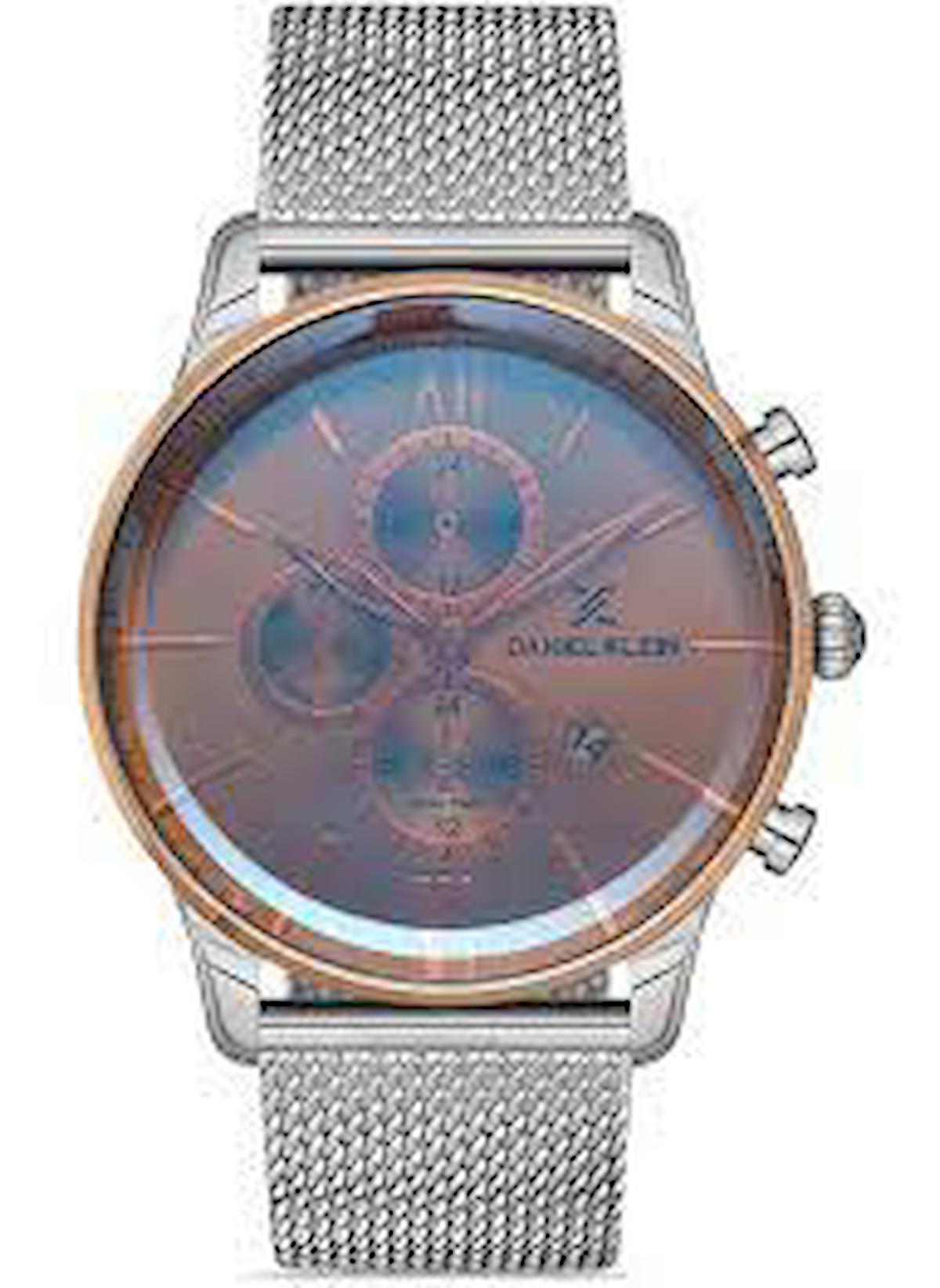 Daniel Klein DK013414A-03 Takvimli 43 mm Gri Hasır Kordon Analog Erkek Kol Saati