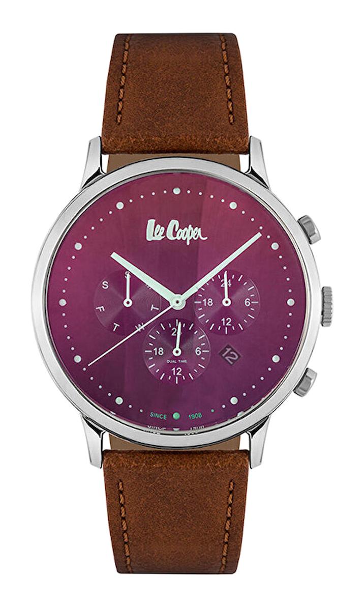 Lee Cooper LC06935.355 Takvimli Kahverengi Deri Kordon Analog Erkek Kol Saati