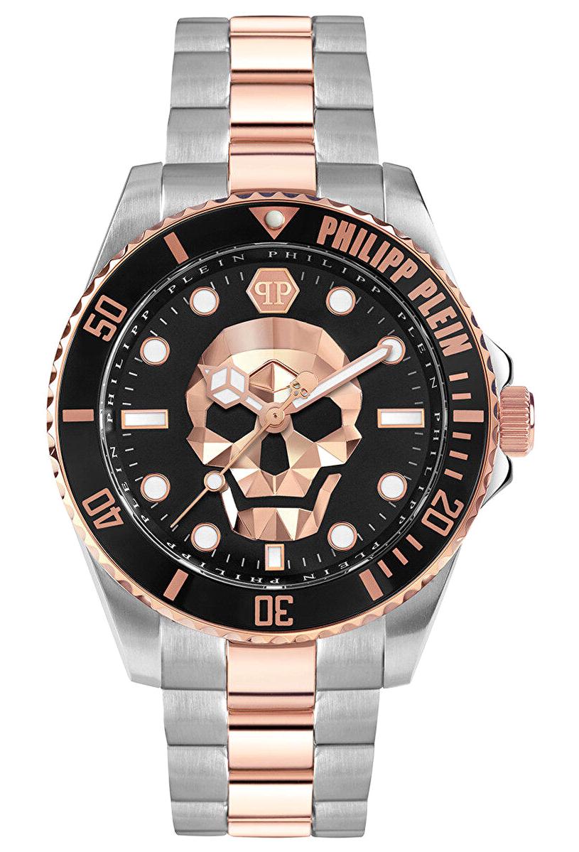 Philipp Plein PWOAA0822 44 mm Gri-Rose Gold Çelik Kordon Analog Erkek Kol Saati