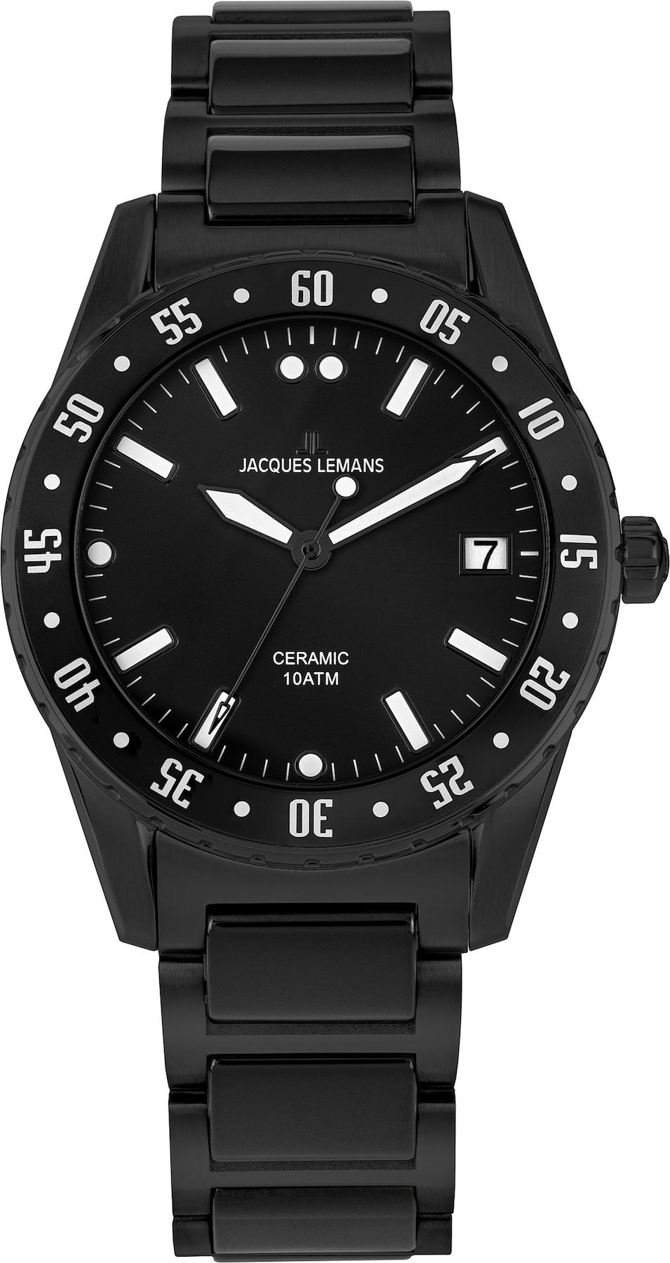 Jacques Lemans LİVERPOOL 42-10D Takvimli 42 mm Siyah Çelik Kordon Analog Erkek Kol Saati