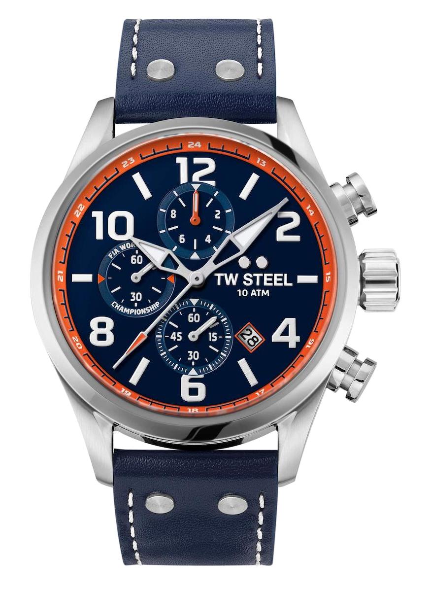Tw Steel TW-VS89 Takvimli 48 mm Lacivert Deri Kordon Analog Erkek Kol Saati