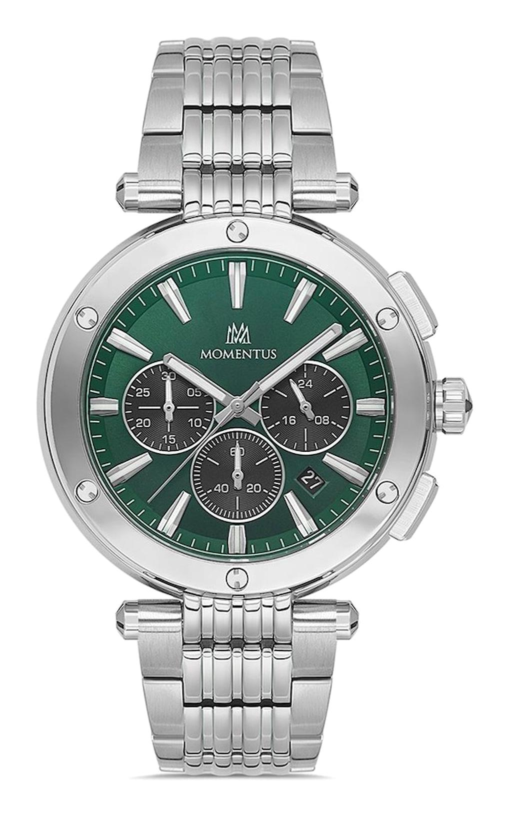Momentus TM263S-15SS Takvimli 43 mm Çelik Kordon Analog Erkek Kol Saati