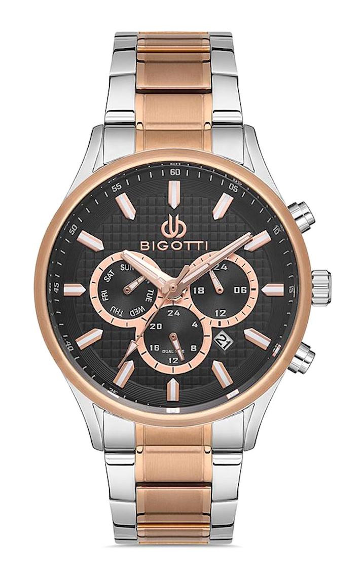 Bigotti BG.1.10259.5 Takvimli 44 mm Gri-Rose Gold Çelik Kordon Analog Erkek Kol Saati