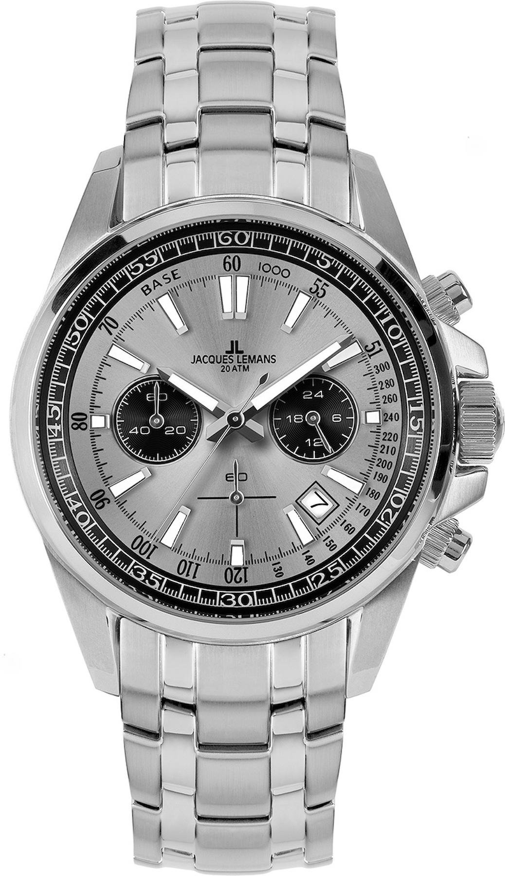 Jacques Lemans 1-2117ZA Pusulalı Takvimli 44 mm Çelik Kordon Analog Kol Saati