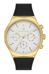 David Guner DG-8265GB-B1 Takvimli 42 mm Siyah Deri Kordon Analog Erkek Kol Saati
