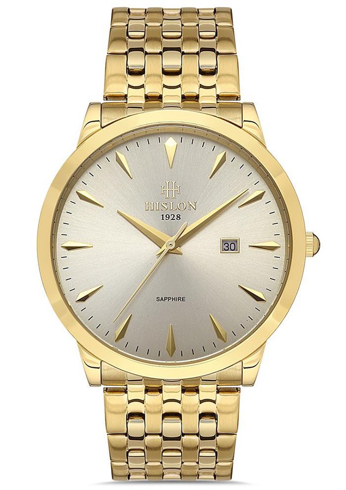 Hislon CL125G-08SG Takvimli Altın Çelik Kordon Analog Kol Saati