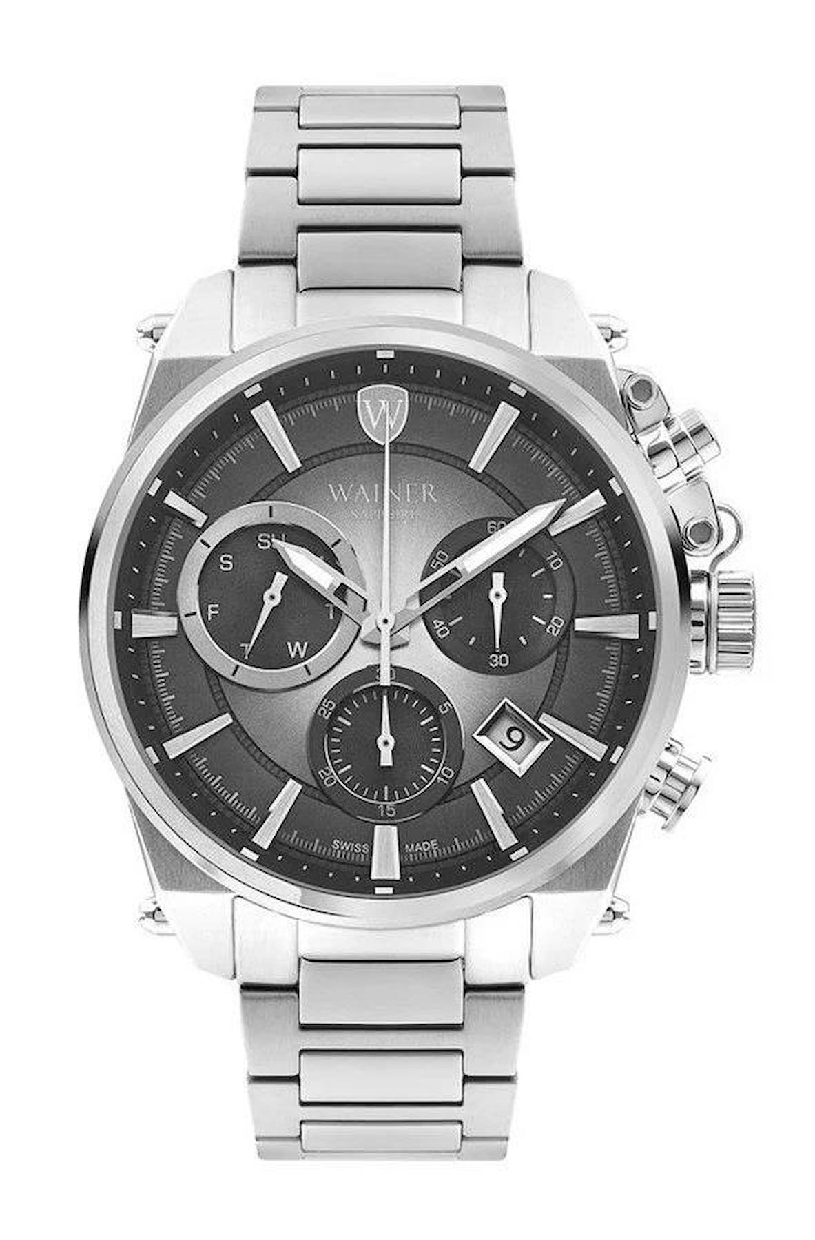 Wainer WA.19200-A Pusulalı Takvimli 46 mm Çelik Kordon Analog Erkek Kol Saati
